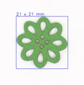 Mosgroene Bloemvormige Houten Knoop 21x21mm Knopen KNP00094